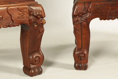 Lot 94 - A PAIR OF 20TH CENTURY CHINESE HARDWOOD OVERSIZED ARM CHAIRS