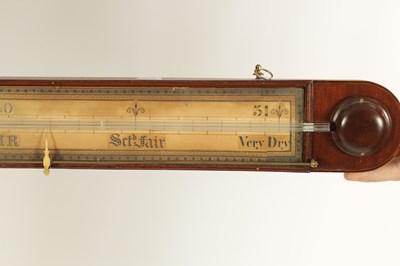 Lot 794 - JOHN OATES, PUMP NR. HALIFAX A LATE GEORGIAN MAHOGANY SIGNPOST BAROMETER