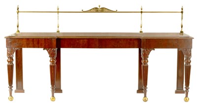 Lot 96 - AN IMPOSING LATE REGENCY MAHOGANY INVERTED BREAKFRONT SERVING TABLE OF LARGE SIZE IN THE MANNER OF GILLOWS