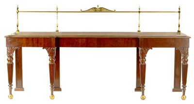 Lot 948 - AN IMPOSING LATE REGENCY MAHOGANY INVERTED BREAKFRONT SERVING TABLE OF LARGE SIZE IN THE MANNER OF GILLOWS