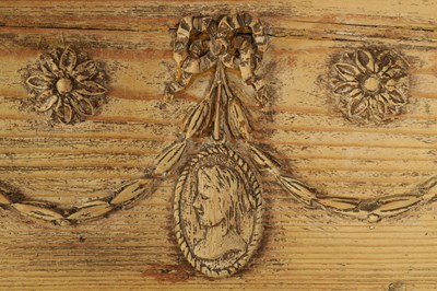 Lot 861 - AN 18TH CENTURY CARVED PINE ADAM-STYLE FIRE SURROUND