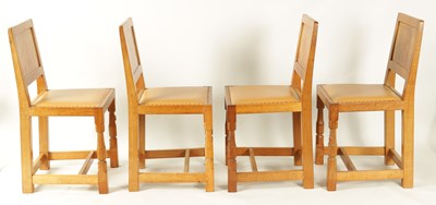 Lot A SET OF SIX ROBERT ‘MOUSEMAN’ THOMPSON AZED OAK DINING CHAIRS