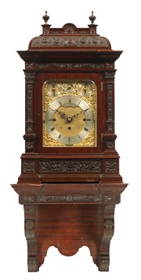 Lot 664 - A LATE 19TH CENTURY TRIPLE FUSEE BRACKET CLOCK WITH HANGING BRACKET