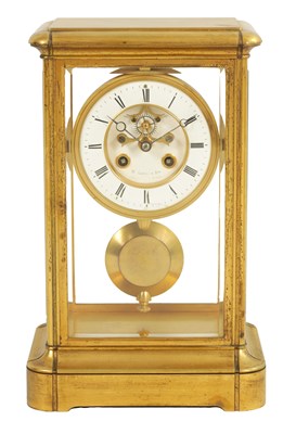 Lot 1284 - A 19TH CENTURY FRENCH EIGHT-DAY FOUR GLASS MANTEL CLOCK