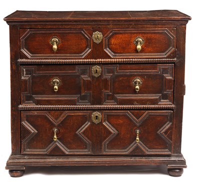 Lot 754 - A LATE 17th CENTURY OAK CHEST OF DRAWERS with...