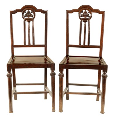 Lot 161 - A GOOD PAIR OF 19TH CENTURY CHINESE HARDWOOD SIDE CHAIRS