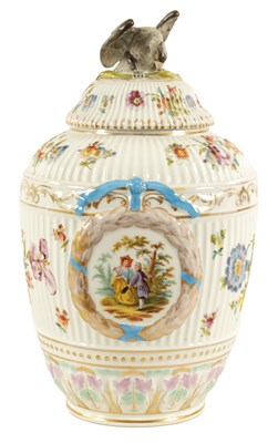 Lot 73 - A LATE 19TH CENTURY DRESDEN LARGE VASE AND COVER IN THE MANNER OF AUGUSTUS REX