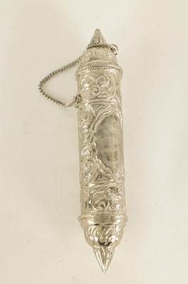 Lot 342 - A 20TH CENTURY INDIAN SILVER SCROLL HOLDER