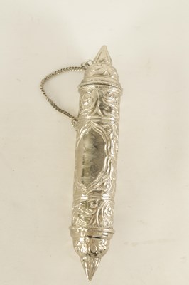 Lot 342 - A 20TH CENTURY INDIAN SILVER SCROLL HOLDER