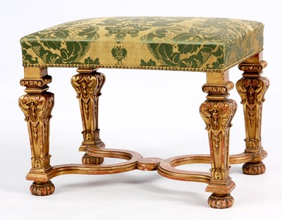 Lot 883 - A LOUIS XVI STYLE GILT GESSO DRESSING STOOL...