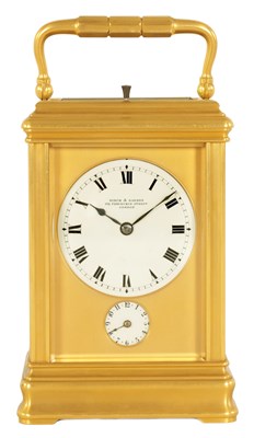 Lot 731 - DROCOURT, PARIS NO. 32534 A FINE LATE 19TH CENTURY FRENCH GILT BRASS GORGE CASED GRAND SONNERIE CARRIAGE CLOCK