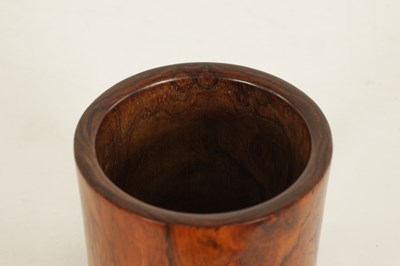Lot 176 - A 19TH CENTURY CHINESE CYLINDRICAL TREEN WARE BRUSH POT