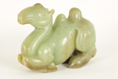 Lot 189 - A LARGE CHINESE RUSSET JADE CARVED SCULPTURE OF A RECUMBENT CAMEL