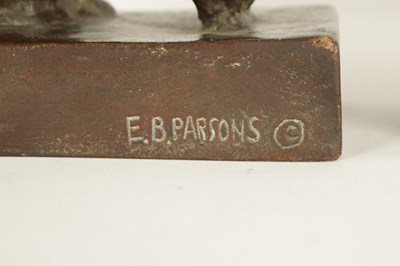 Lot 527 - EDITH BARRETTO PARSONS. A PAIR OF EARLY 20TH CENTURY PATINATED BRONZE CANINE BOOKENDS