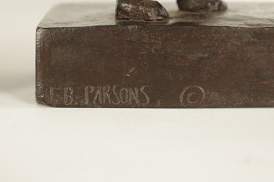 Lot 527 - EDITH BARRETTO PARSONS. A PAIR OF EARLY 20TH CENTURY PATINATED BRONZE CANINE BOOKENDS