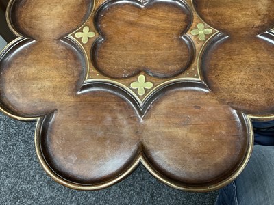 Lot 963 - AN EARLY GEORGE III MAHOGANY AND BRASS INLAID SUPPER TABLE IN THE MANNER OF FREDERICK HINTZ