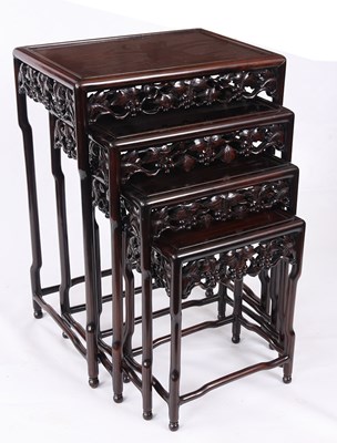 Lot 876 - A SET OF FOUR GRADUATED CHINESE HARDWOOD...