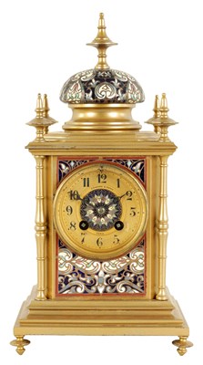 Lot 806 - A LATE 19TH CENTURY FRENCH CHAMPLEVE ENAMEL MANTEL CLOCK