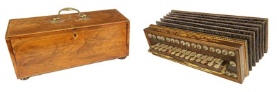 Lot 440 - A 19TH CENTURY ROSEWOOD AND MARQUETRY INLAID GERMAN ACCORDION