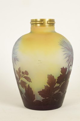 Lot 13 - EMILLE GALLE. A FRENCH ART GLASS OVOID CAMEO GLASS LAMP BASE