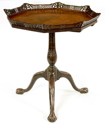 Lot 791 - A GEORGE III MAHOGANY CHIPPENDALE DESIGN OCTAGONAL TILT TOP SUPER TABLE