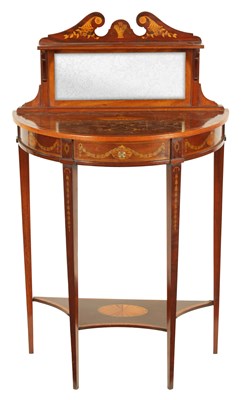 Lot 885 - AN EDWARDIAN INLAID MAHOGANY DEMI LUNE SIDE TABLE