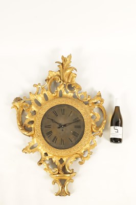 Lot 688 - AN ENGLISH GEORGE III CARVED GILT WOOD CARTEL CLOCK