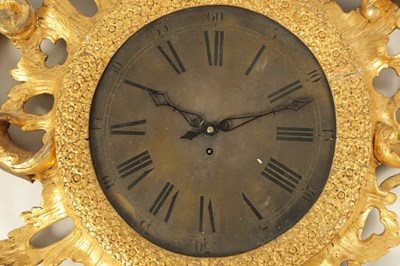 Lot 688 - AN ENGLISH GEORGE III CARVED GILT WOOD CARTEL CLOCK