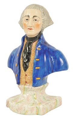 Lot 1400 - A 19TH CENTURY STAFFORDSHIRE BUST OF GEORGE WASHINGTON