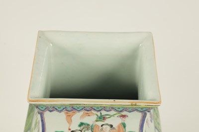 Lot 192 - A PAIR OF CHINESE REPUBLIC FAMILLE VERTE SQUARE SECTION VASES