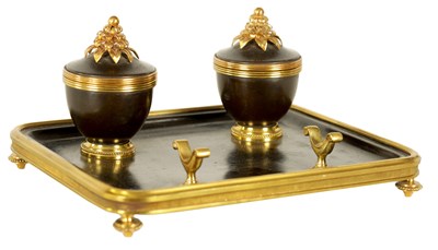 Lot 466 - A REGENCY BRONZE AND ORMOLU INK STAND