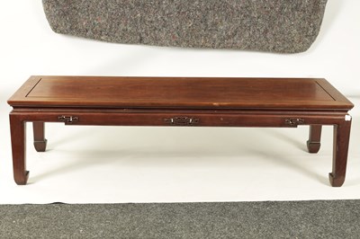 Lot 218 - A 19TH CENTURY CHINESE HARDWOOD LOW OCCASIONAL / ALTER TABLE