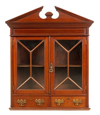 Lot 71 - A LATE 19TH CENTURY MAHOGANY HANGING DISPLAY CABINET