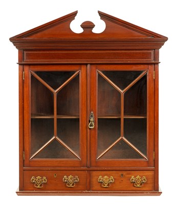 Lot 354 - A LATE 19TH CENTURY MAHOGANY HANGING DISPLAY CABINET