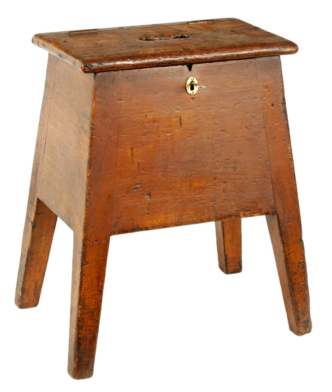 Scumbled Pin Lot 823 - A 19TH CENTURY SCUMBLED PINE BOX STOOL