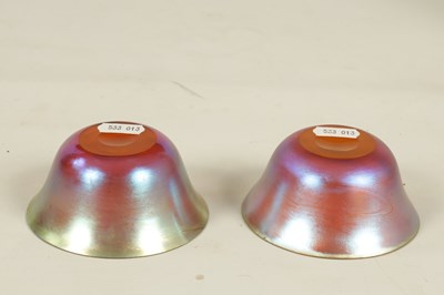 Lot 4 - A PAIR OF LOUIS COMFORT TIFFANY IRIDESCENT GLASS BOWLS