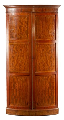 Lot 1091 - A LATE 19TH CENTURY MAHOGANY BOW-FRONT WARDROBE OF SMALL SIZE