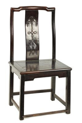 Lot 156 - AN 18TH CENTURY CHINESE HARDWOOD SIDE CHAIR