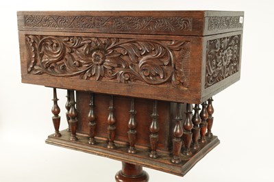 Lot 162 - A 19TH CENTURY ANGLO INDIAN CARVED HARDWOOD WORK BOX