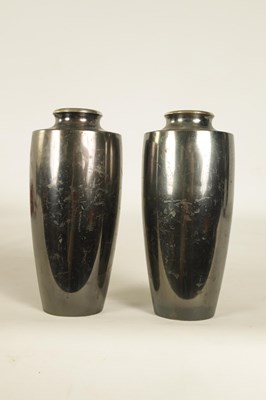 Lot 93 - A PAIR OF JAPANESE MEIJI PERIOD SILVERED BRONZE VASES