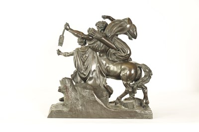 Lot 390 - A 19TH CENTURY FRENCH BRONZE GROUP ‘EDUCATION OF ACHILLES BY THE CENTAUR CHIRON’