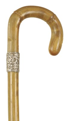 Lot 355 - A LATE 19TH CENTURY RHINOCEROS HORN WALKING STICK