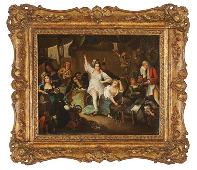 Lot 620 - A 19TH CENTURY OIL ON TIN IN THE MANNOR OF HOGARTH