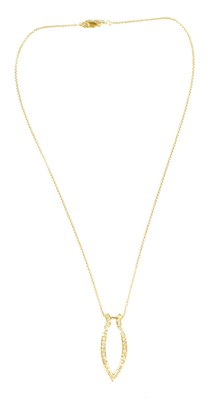 Lot 247 - A LADIES 9CT YELLOW GOLD DIAMOND PENDANT AND CHAIN