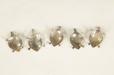 Lot 325 - A SET OF FIVE EARLY 20TH CENTURY NOVELTY SILVER PLACE MARKERS
