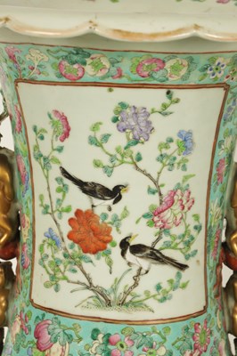 Lot 165 - A LARGE AND IMPRESSIVE PAIR OF 19TH CENTURY CANTONESE FAMILLE ROSE HALL VASES