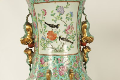 Lot 165 - A LARGE AND IMPRESSIVE PAIR OF 19TH CENTURY CANTONESE FAMILLE ROSE HALL VASES