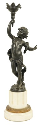 Lot 1263 - A 19TH CENTURY FRENCH BRONZE FIGURAL LAMP BASE