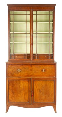 Lot 94 - A GEORGE III MAHOGANY SECRETAIRE BOOKCASE IN THE MANNER OF GILLOWS