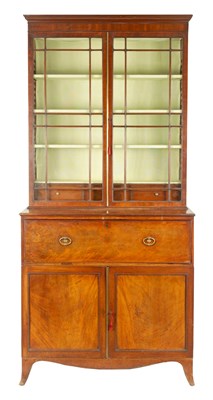 Lot 1109 - A GEORGE III MAHOGANY SECRETAIRE BOOKCASE IN THE MANNER OF GILLOWS